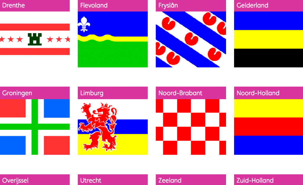foto van verschillende provincie vlaggen