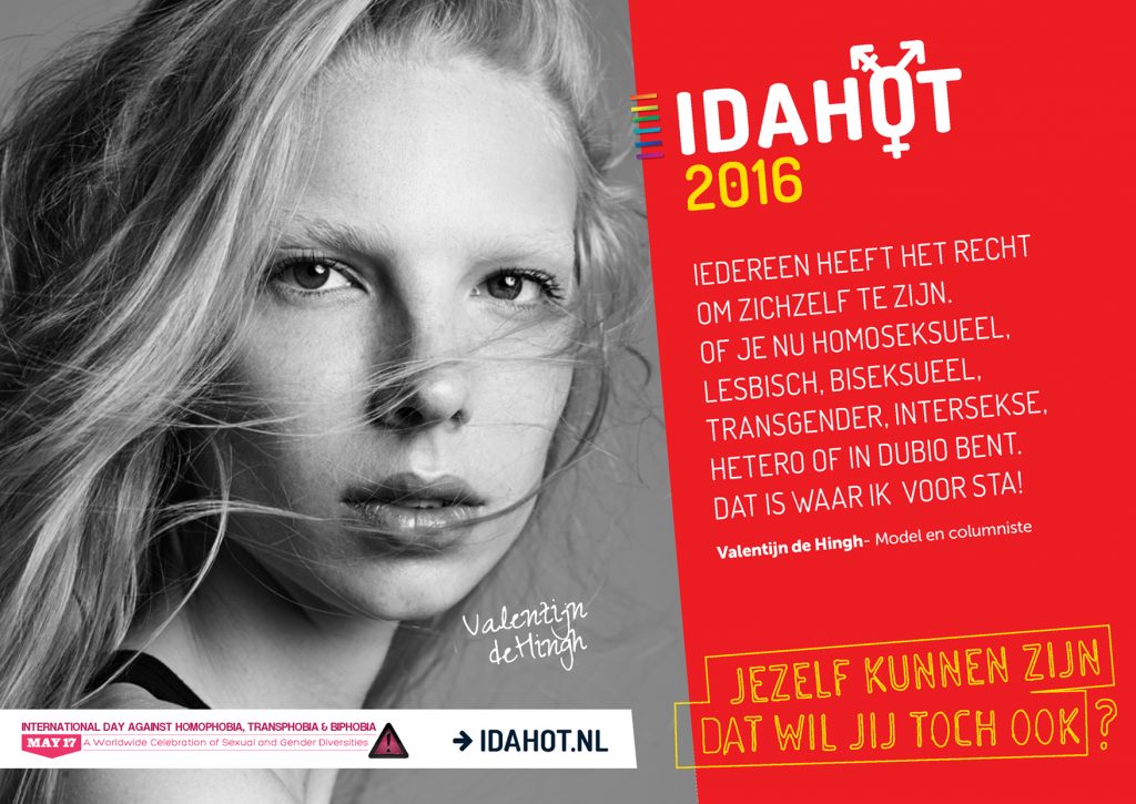 afbeelding van flyer IDAHOT 2016 met valentijn de hingh