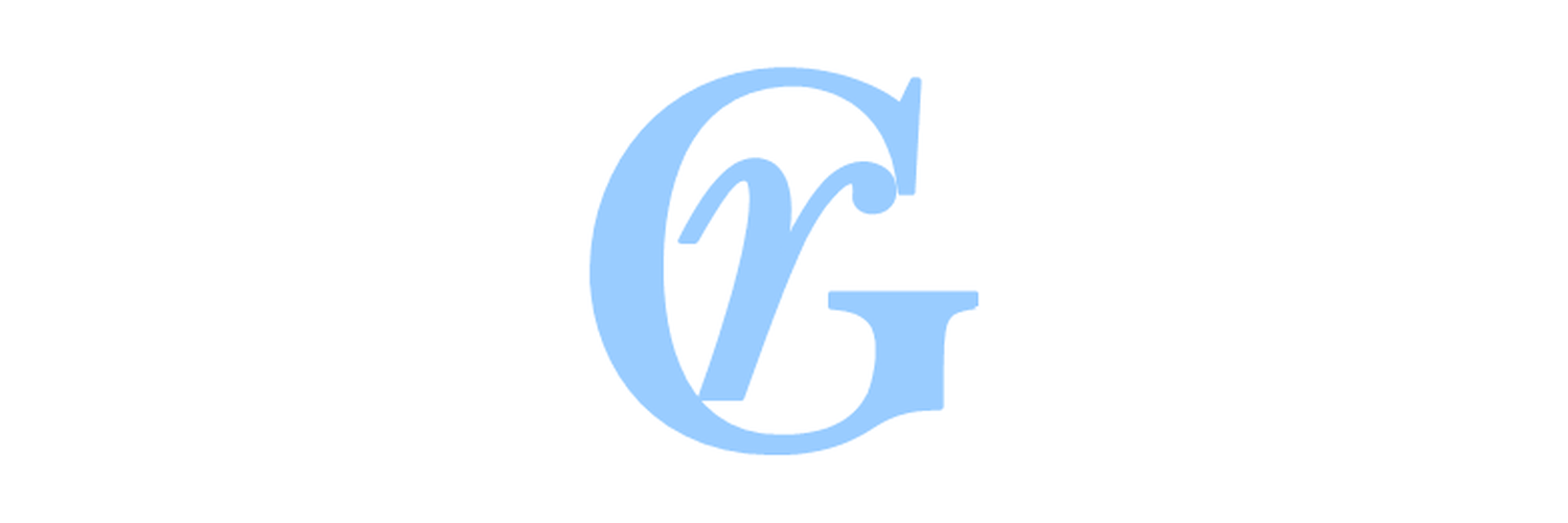 Blauw logo met de grote gestileerde letters C en G tegen een witte achtergrond.